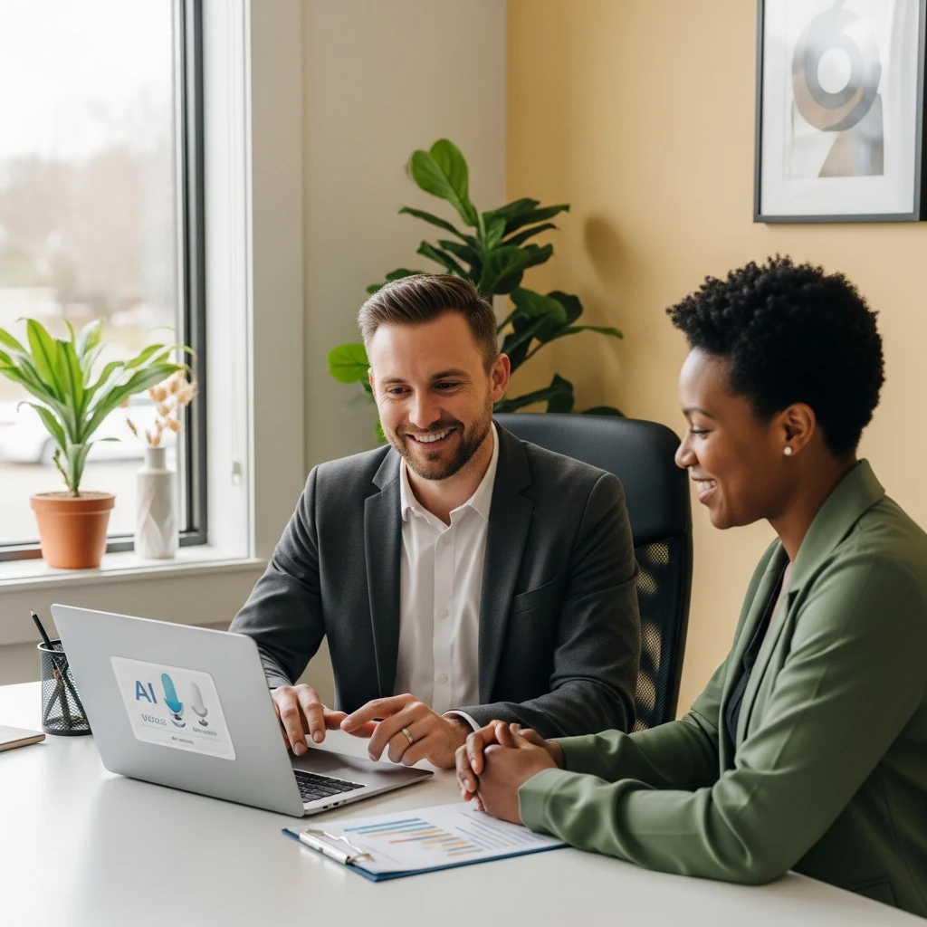 Aptare AI consultant walking a Cumming GA business owner through the AI receptionist setup process during a discovery call