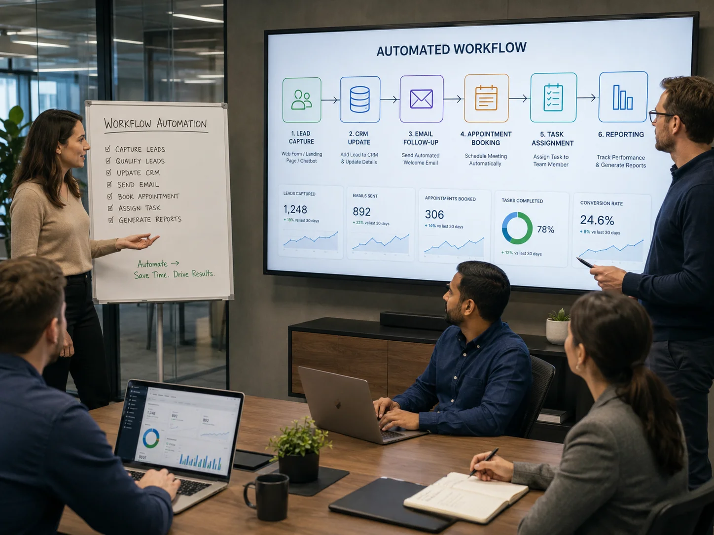 Automation gears representing automated workflows for a Cumming GA business